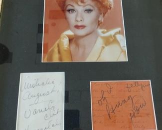Lucille ball autographs and framed picture 