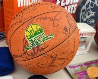 Signed basketball by the whole Sonics team from 1981-1982 team
