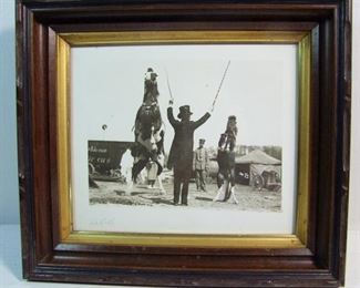 2504   1920 Lg. photo of a Horse Master by Circus Photographer Harry Alton Atwell (1879 – 1957), 12 X 10”h. in a Walnut Victorian frame 16” X 14”. Cond: No damage found.
