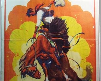 2508   1930s “Jack Hoxie” Circus Poster. Famous Rodeo Performer & Western Film Actor, 28” X 42”h. Cond: Shows orig. shipping fold lines, 1 very sm. tear at top center, Sm. paper loss on RH side near top.