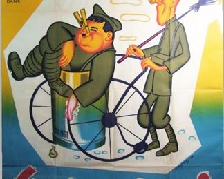 2525A   C/1940 French Laurel & Hardy Movie Poster. “Les Sans Soucis” (Pack up your Troubles), originally released in the US in 1932, this French version was re-released before WW2.   46” X 63”h. Cond: Original shipping folds present, No other damage.