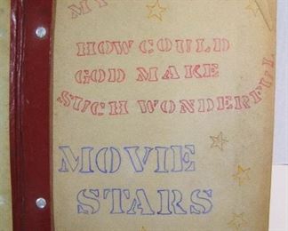 2529   C/1950’s Young girls Male Singers scrapbook includes clippings of Elvis, Pat Boone, Tommy Sands and Ricky Nelson, 10 ¼” x 13 ¼” h. Includes 4 early 1970s Elvis 45 records. Cond: Scrapbook has some wear, Some clippings & photos loose inside.