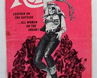 2535   1968 “The Hell Cats”, Movie Promotional Brochure for Theaters Only. Includes any promotional advertising options including posters & teaser ads. 11” X 17” 4 pages, sleeved. Cond: Minor wear & light creases, complete.