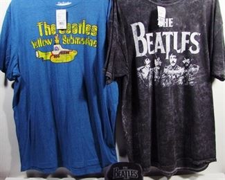 2540   3 Pc. Beatles Collectors Lot incl. 2 Authorized Stone Washed T-Shirts with Orig. store tags (Both XXL size) plus a Authorized Embroidered ball cap. Cond: No damage found.