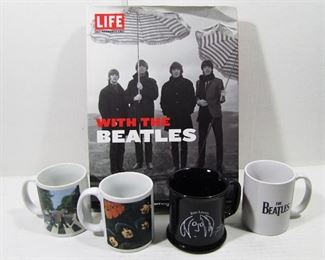 2539   5 Pc. Beatles Collector Lot. Incl. 2012 Huge Picture Book covering the Beatles from 1964 to 1966 by Time Magazine Photographer (304 Pgs.) Plus 4 Beatles coffee Mugs. Cond: No damage found.
