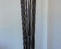 Ornate Torchiere with Wrought Iron Stem and Base.  Very Heavy.