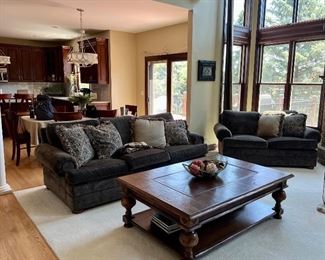 Matching Sofa and Loveseat with a 2 Tier Coffee Table.