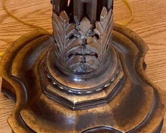 Ornate Torchiere with Wrought Iron Stem and Base.  Very Heavy.  View of Base