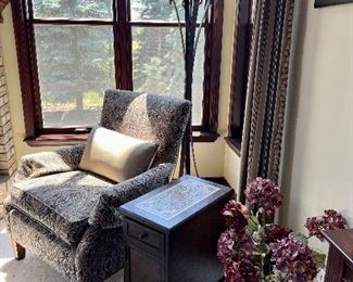 Another beautiful chair with side table and Torchiere.