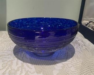 Blue Glass Fruit Bowl