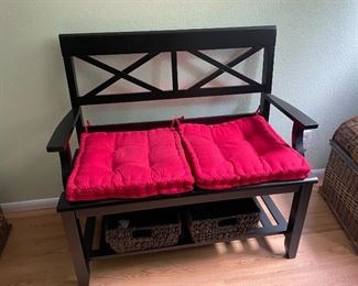 Wooden Bench with Storage and Padding