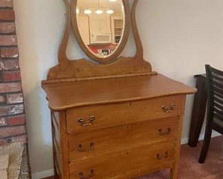 Dresser with Attached Mirror