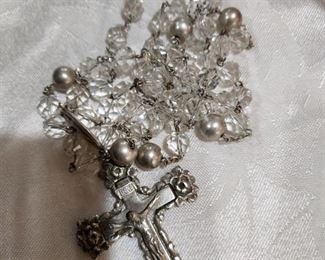 Great Victorian Era Cut Glass and Sterling Silver Rosary