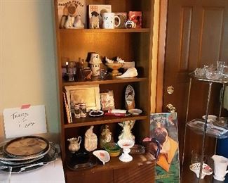 Pug collectables.  Also 2 Vintage Avon steins.  Other assorted household decorations
