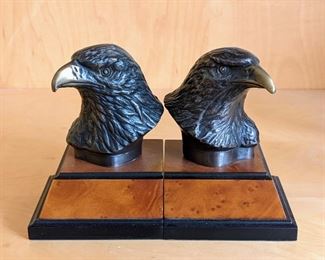 Bronze Eagle Head Bookends. Each measures 4.5” x 5” and 7” high.