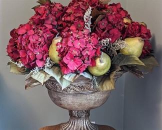 Colorful Faux Floral/Fruit Arrangement. Measures about 21" high and 6" x 6" at the base
