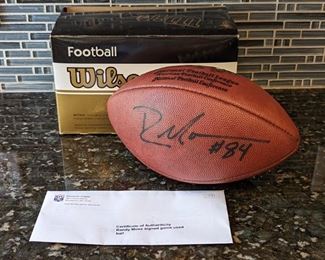 Randy Moss Autographed Football. One of the finest wide receivers for the Vikings and in NFL history! Comes with a certificate of authenticity.