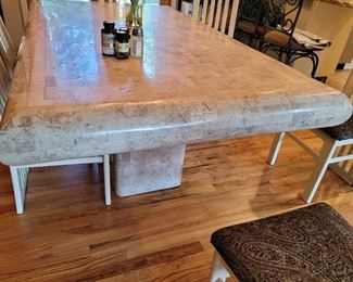 Travel team kitchen stone dining table 6 chairs 300