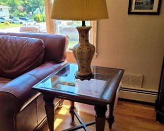 Glass framed end side table Macy's 25 by 25 $200