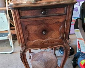 Antique bedside tables 1800s dritz marble tops 17 wide by 13 by 30 high $150 each
