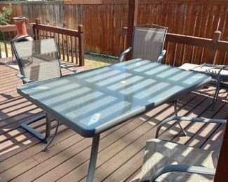 Glass Top Patio Set with 6 Chairs