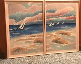 Framed, Numbered Diptych Sailing Prints