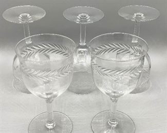 Five Crystal Wine Glasses