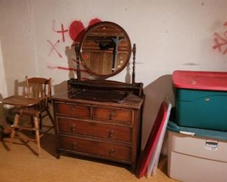Antique dressers and lots of storage cabinets