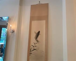 BIN$150. 'Common Carp' - Antique Japanese hanging scroll,