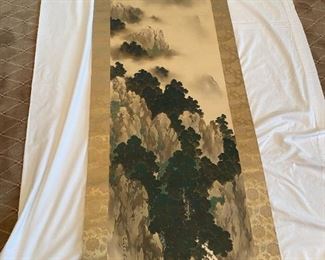 BIN$250. Antique Japanese hanging scroll - Rocky Pine