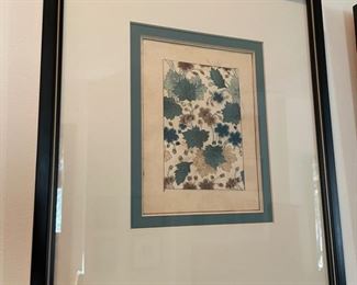 BIN $76 Framed Floral Textile Design B. Circa 1903 Art: 8" x 6", frame: 14" x 16.75"