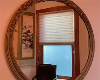 BIN$190. Antique Wooden Round Mirror