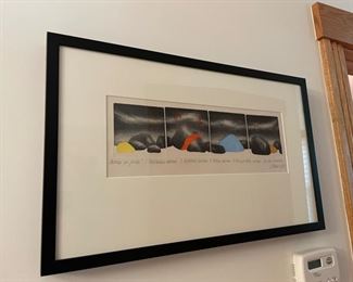 BUY IT NOW $300. Abstract Art 'Rock' serigraph, by Y. Elhenrof, c. 1982. Art only: 17" x 6", Frame: 15.25" x 24.5"