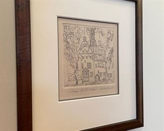 BUY IT NOW $90 VTG ink line drawing of the Riga Dome Cathederal, by Latvia Street artist. Art only: 4" x 4.5", frame: 10" x 11"