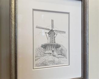 BUY IT NOW $60 Windmill in the Netherlands; framed serigraph; art: 4" x 5.5", frame: 10" x 8.5"