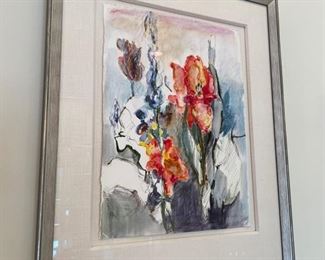 BUY IT NOW$180 Abstract Floral original watercolor and pencil on paper. Artist: Sudars Art only:12" x 16", frame: 19" x 24"