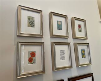 BUY IT NOW $20 each. Framed, floral canvas drawings; Holland flower farm; Art only: 2" x 3", frame: 6" x 7"