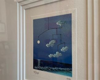 BIN $350 'Sandy's Moon' Folio VII, framed Surrealist lithograph by Fanny Brennan; art: 2.5" x 3" frame: 13" x 15"
