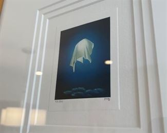 BUY IT NOW $350 'Eclipse' framed Surrealist lithograph by Fanny Brennan; art: 2" x 3", frame: 11.5" x 14.5"