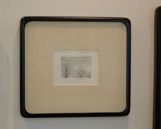 BIN $180 Group Flight #3, framed, limited edition etching & aquatint, 94/150, signed, by Ryohei Tanaka; Art: 4" x 3" frame: 13.5" x 15"