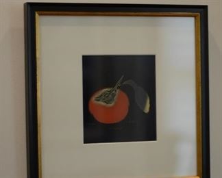 BIN$60 Hand-painted persimon on black lacquer, from Japan. Art: 4.5" x 5" frame: 11" Square