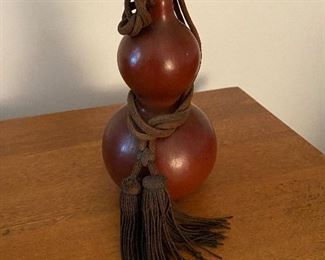 SOLD. 8" Hyotan Antique japanese water sake seed gourd bottle