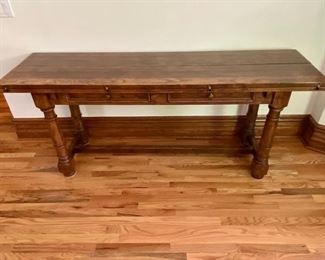 BUY IT NOW $600 By Century furniture, folding Trestle Table, Measures: 72"l x 20"w (with leaves closed)