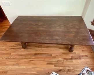 Century Trestle Table with both leaves open. Measures: 72"l x 40"w