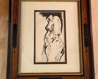 BUY IT NOW $40 Untitled. Curvy Nude. Original pen and ink. (Art only) measures: 4x7", Artist: Burkovski