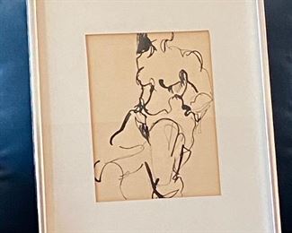 SOLD - Untitled. Sitting Nude. Original pen and ink. (Art only) measures: 7.75x5.75", Artist: Burkovski