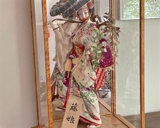 BUY IT NOW $200 Vintage Hakata Fukuoka Doll. 1959-60. Doll size is approximately 26"h x 10"w. Case measures: 17"w x 30.75"h