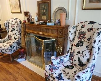 Pair of small wingback chairs