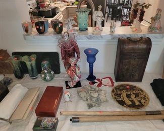 Decor, designer purse, art glass