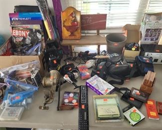 Fishing poles, reels, office supplies